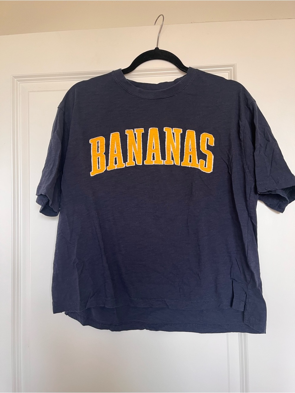 Banana Republic Navy Tee with Yellow Appliqué Letters